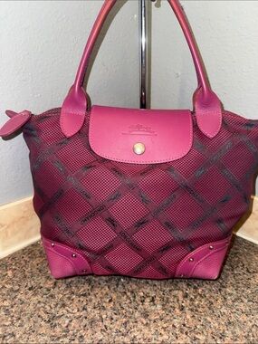 Longchamp Vintage limited edition LM Monogram Ribbon Le Pliage Tote Handbag EUC
